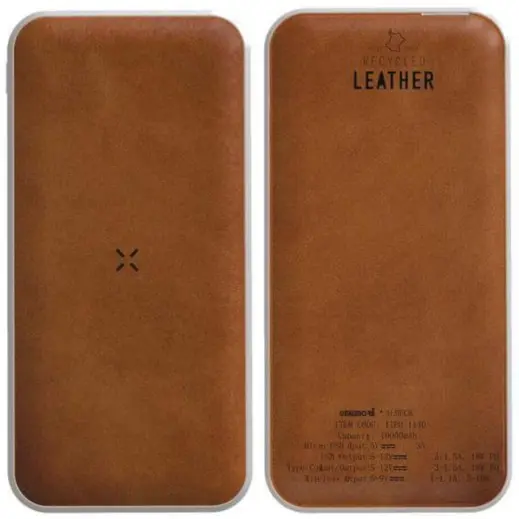 Albesk Recycled Leather 10000mAh PD Powerbank Tan Front Back
